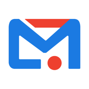 A logo featuring a stylized blue and red envelope. The blue forms an M shape resembling mail, while the red accent forms the flap of the envelope.