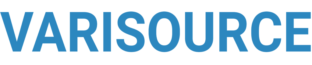 The image shows the word VARISOURCE in large, bold, blue capital letters on a transparent background.