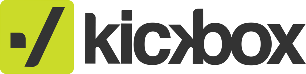 Logo of Kickbox showing a stylized check mark in a lime green square followed by the word kickbox in lowercase black letters.